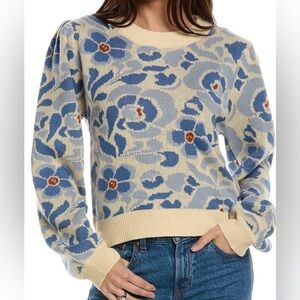 Driftwood Felicia Floral Jacquard Sweater in Cream